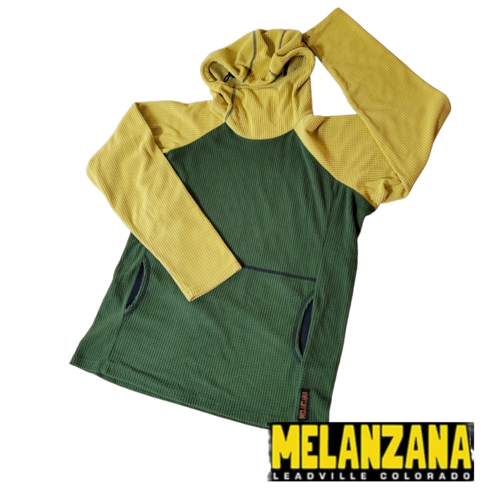 MELANZANA MICRO GRID HOODIE V2 MEN'S SIZE MEDIUM IN JUNIPER AND HONEYCOMB